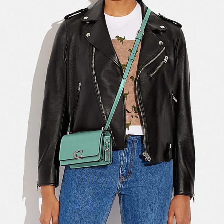 New COACH Bandit Shiny Cow Leather Envelope Bag Shoulder Bag Crossbody Bag Small Size Women's Blue CD724-LHVSE