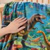Dinosaur Blanket for Kids, Soft Flannel Throw Blanket with Precision Seams, Double-Sided Warm Nap Blanket, Role-Play Cape Machine Washable Kids