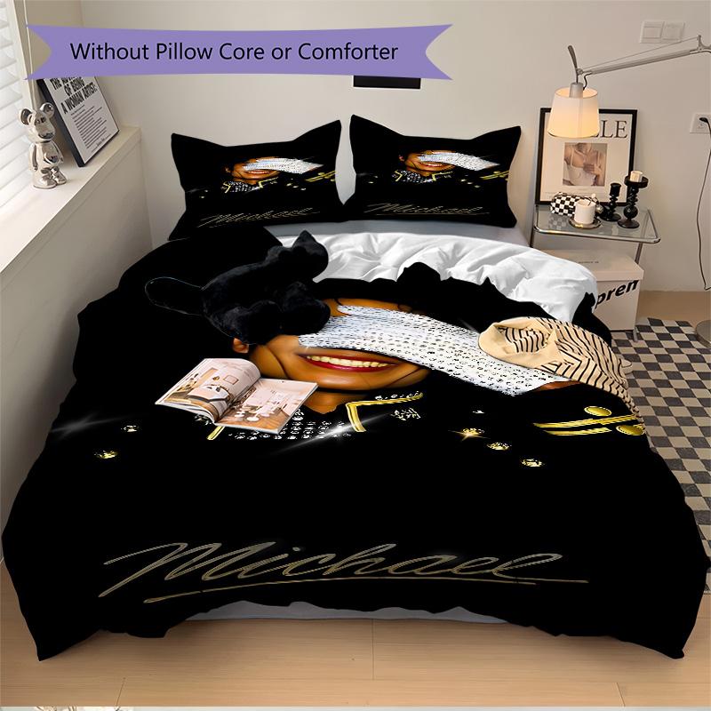 Michael Jackson'S Sparkle Print 3Pcs Bedding Setduvet Cover With 2 Bedropillowcase Home Birthday Gift