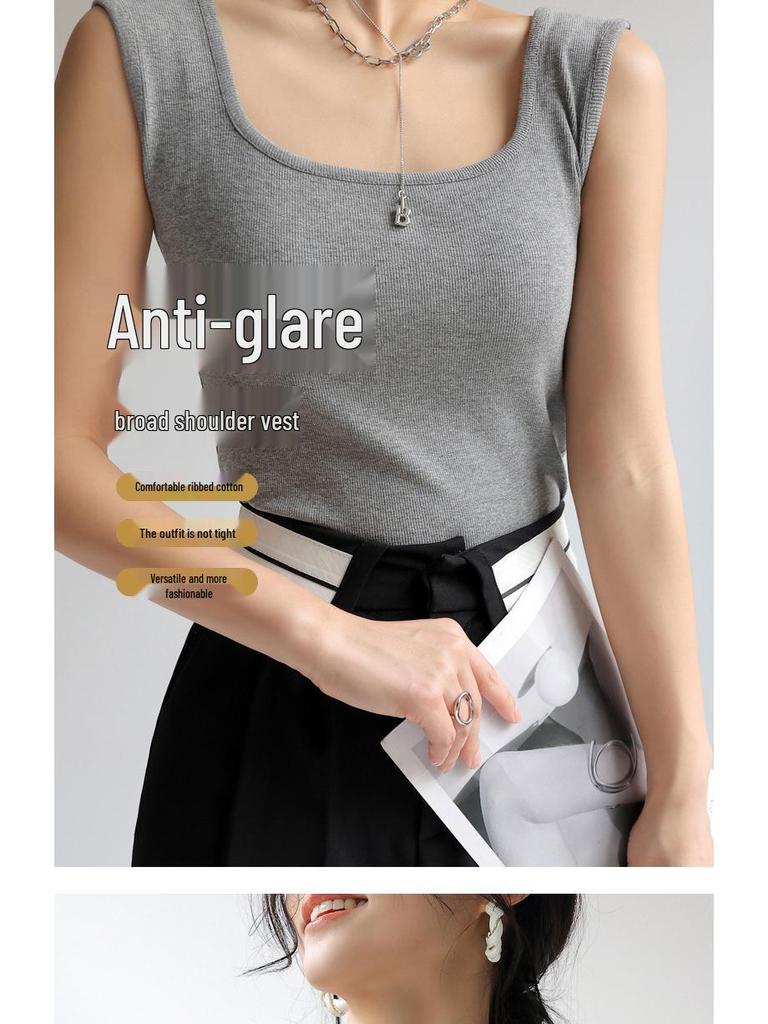 Dámský letní top bez rukávů se čtvercovým výstřihem - Volné, všestranné a lehké tílko