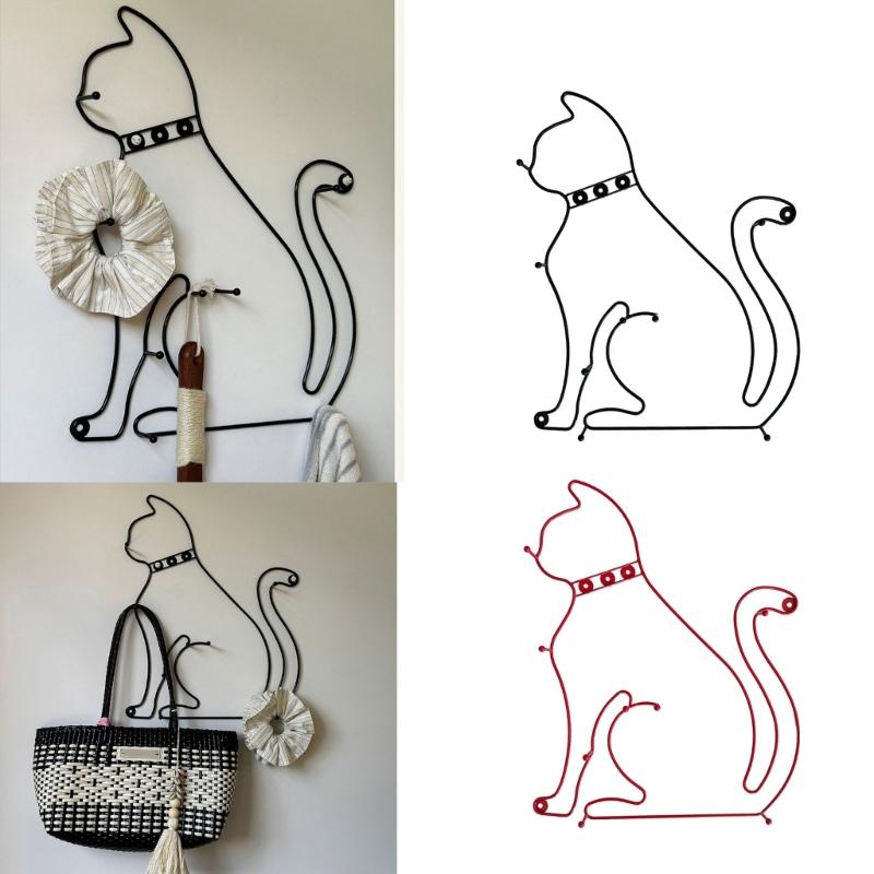 Retro Cartoon Cats Wall Hook Minimalist Design For Home Decors Functional To Hanging Clothes Hats And Bags Durable Iron Materials Suitable For Various