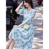 Awakening Paradise Summer French Style Floral Chiffon Midi Dress