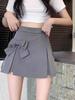 Women's High-Waist A-Line Skirt with Bow, Half-Length Skirt Pants - Autumn 2023 Collection