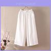 Casual Cotton Linen Wide Leg Pants For Women With Elastic Waist And Pockets For Summer Comfort