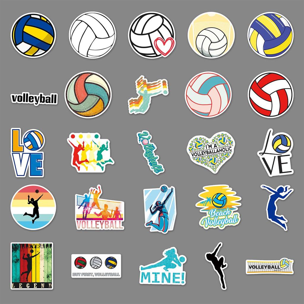 50 Volleyball Graffiti Sports Stickers - DIY, Waterproof, Creative Skateboard & Luggage Decals