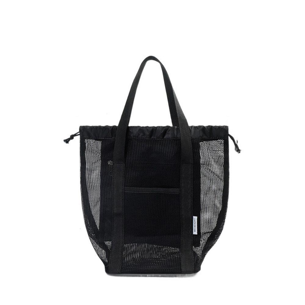 Hand-held Beach Tote Bag Drawstring Cosmetic Organizer Case Durable Mesh Shower Bag  Men/women