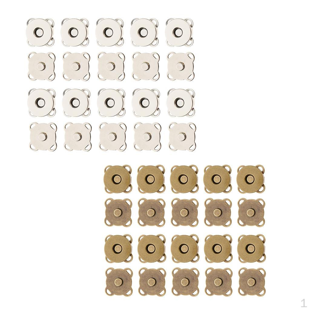 

20 комплектов магнитных застежек для сумок для рукоделия, одежды, DIY, 14 мм, бронза и серебро