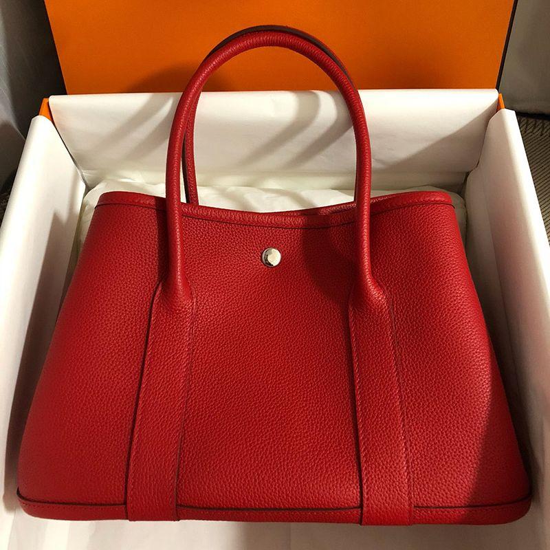 

High Quality First Layer Cowhide Bride Satchel Tote Bag Red