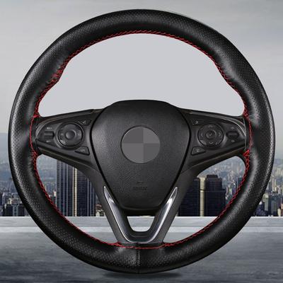 Capa para volante de carro de 15 polegadas/38 cm, trança de couro artificial macio no volante com agulha e linha
