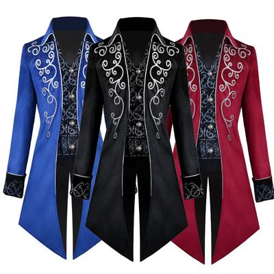 Halloween Menn Steampunk Gotisk Viktoriansk Jakke Vintage Fløyel Skjortetilkledning Middelaldersk Frakk Uniform Renessanse Kostyme Mann