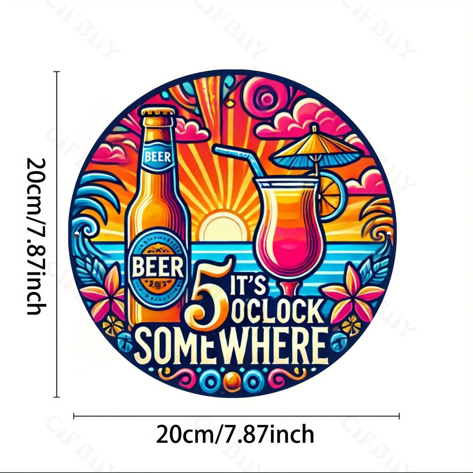 Beer Cocktail Time Metal Tin Sign Home Bar Decor Wall Art Gift TYA4490-20X20CM разноцветный