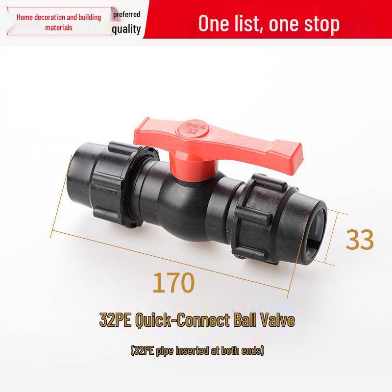 PE Ball Valve Quick Connector - Emergency Repair Valve for 20/25/32 Plumbing Fittings (Tap Water Pipe Accessories)