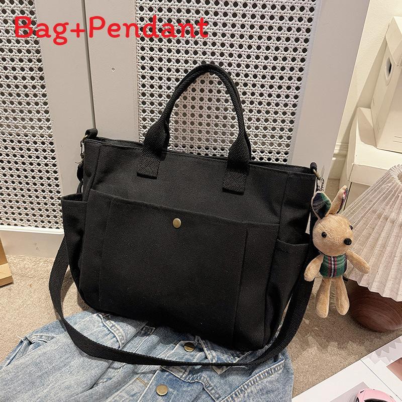 Canvas Tote Bag For Women With Inner Zip Pockets And Adjustable Strap For Casual Travel