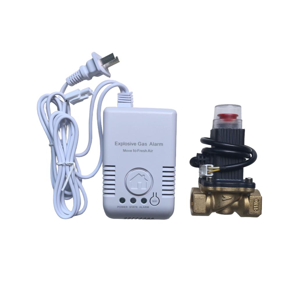 EU/US Plug Gas Leak Alarm Detector with DN15 Copper Valve | Natural Gas LPG Methane Sensor with Auto Shut Off