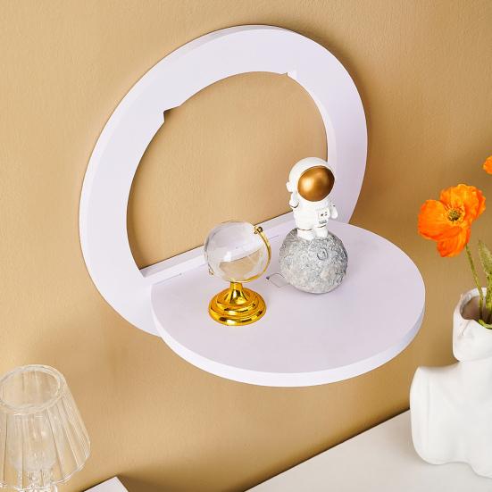White Square Wall Floating Shelf Round Hexagon Flower Shape Wall Mount Display Shelf