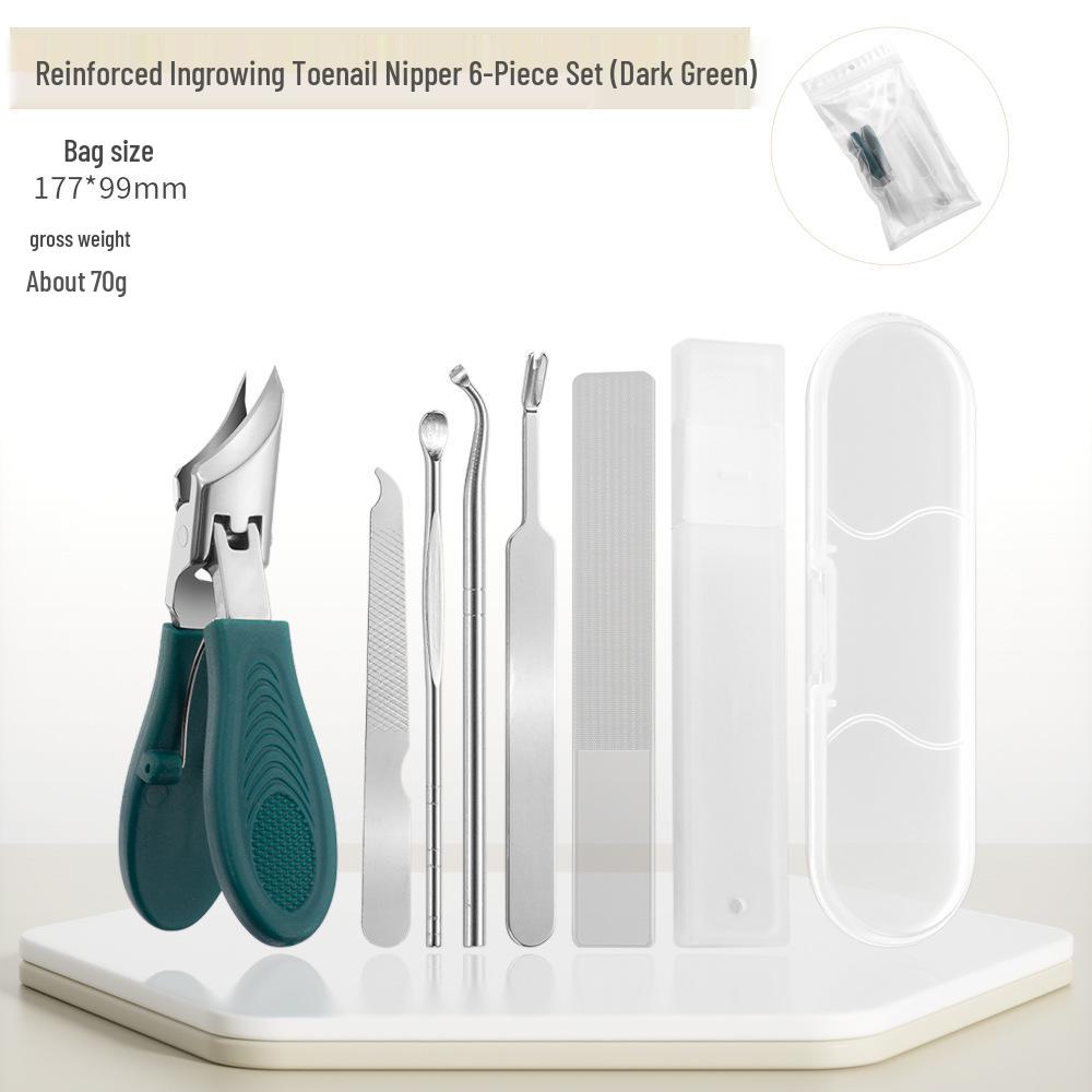 6-Piece Nail Care Set: Oblique Nail Clippers, Nail Scissors, Ingrown Nail Cuticle Nippers, Large Opening Clippers