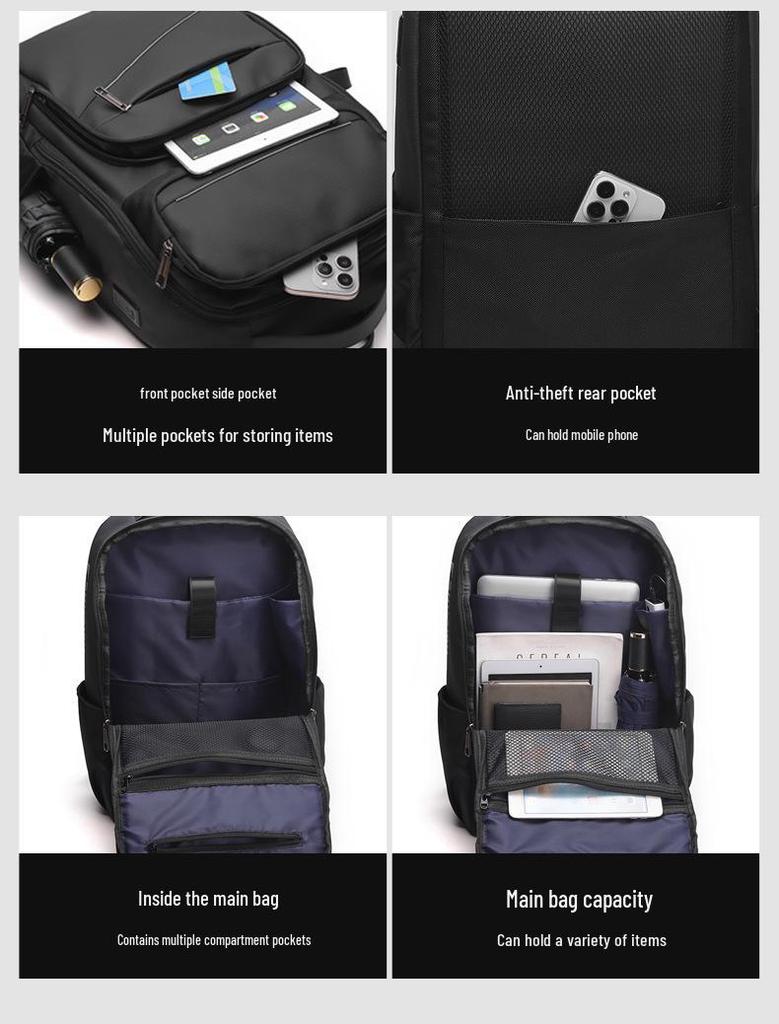 Expandable Waterproof Men's Large Capacity Laptop Backpack for Travel and School
