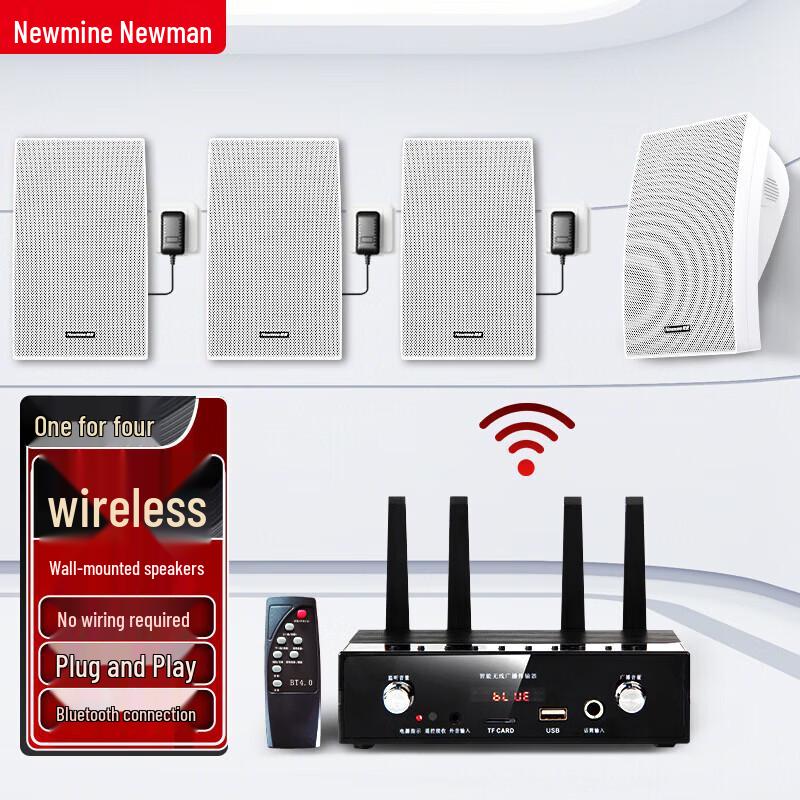 Newmine D12 Active Wireless Bluetooth Wall-Mounted Speaker System (1 Host to 4 Speakers) (CN version)