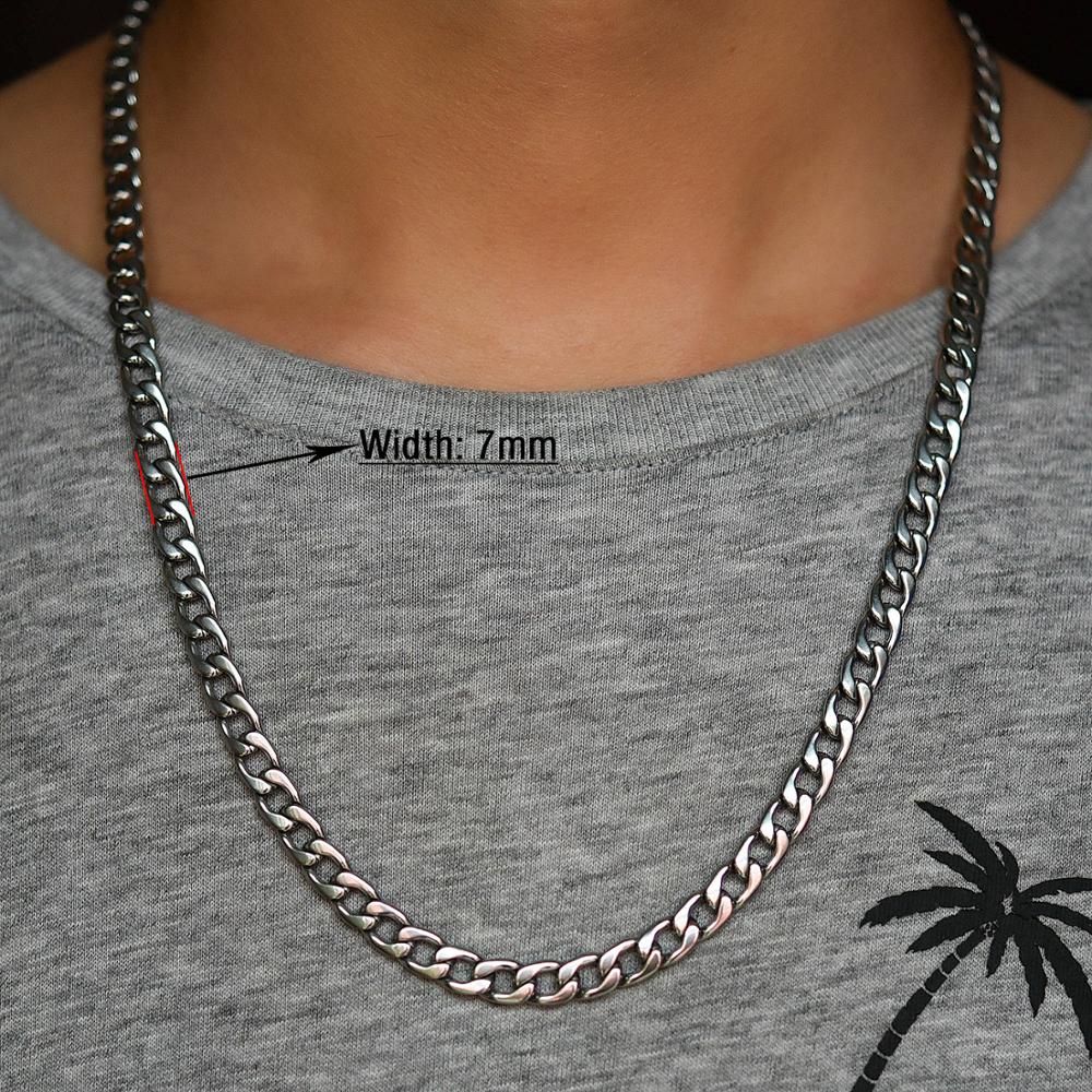 10 PCS Men's Necklace Round Link Cuban Chain Silver Stainless Steel Choker Punk Boy Women Jewelry Accessory Gift