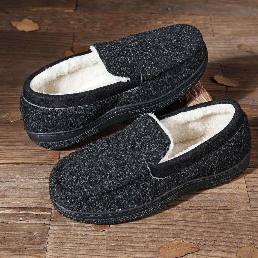New Men's Wool Mark Shoes To Keep Warm At Home and Wear Piled Non-slip Thickened Cotton Slippers