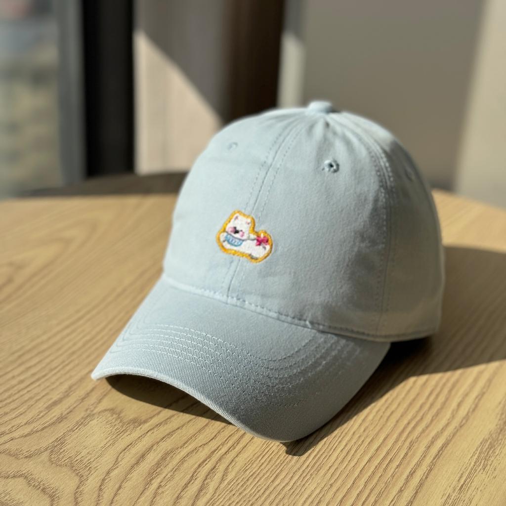 Cute Japanese-style retro puppy embroidered soft-brim baseball cap for women with large head circumference, makes the face look smaller, wide-brimmed