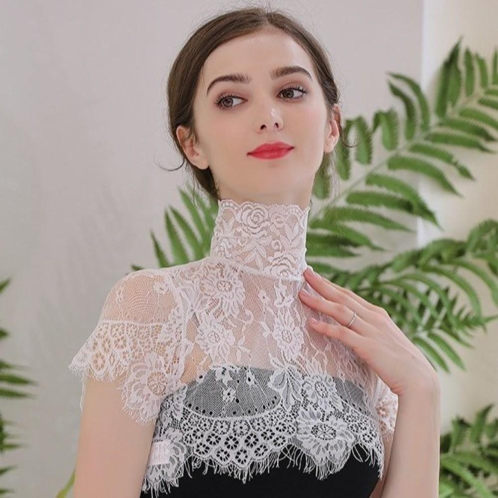 Shawl Wrap Blouse Lace Collar Embroidered Chiffon Removable Collar  Clothing Accessories