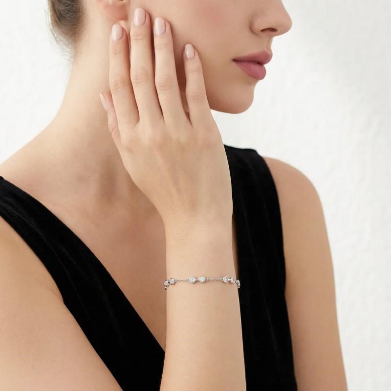 Elegant Sterling Geometric Moissanite Bracelet Women Lightweight Luxury Jewelry With 14x3mm Lab-Created Stones