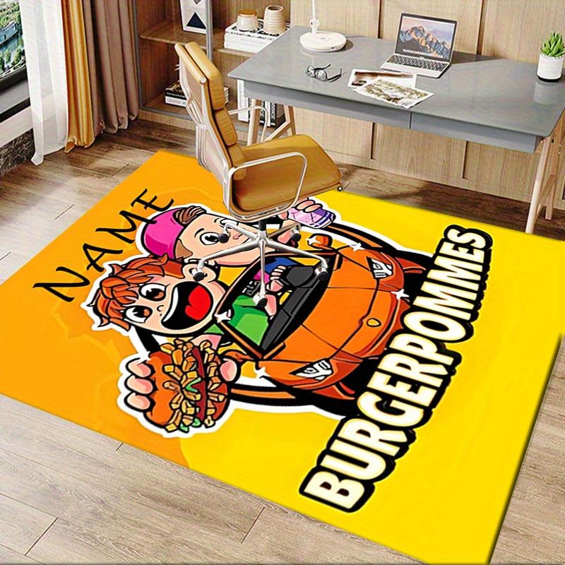 Burger, Pommes, Drive Office Carpet Soft Polyester Entrance Carpet Washable Non Slip Machine Washabl