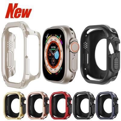 2 In 1 Case for Apple Watch Series 11/10/9/8/7/SE/6/5/4 Ultra 46 42 45 40 44 49mm TPU+ PC Shockproof Protector Bumper for Iwatch
