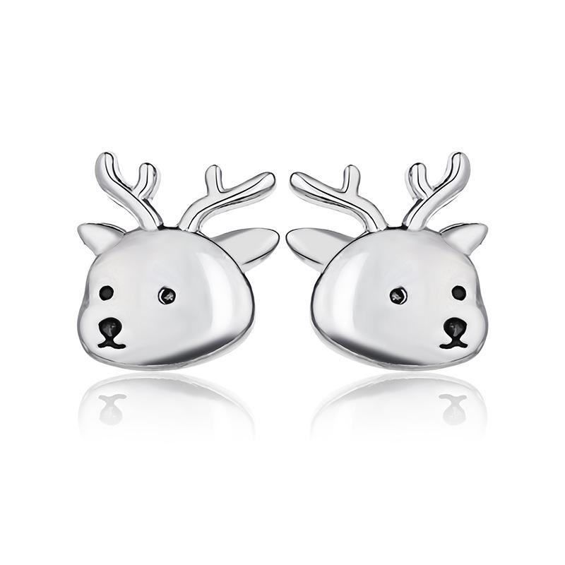 Original 999 Sterlingsilber Ich liebe dich Hirsch Ohrstecker - Süß, Niedlich, Europäischer & Amerikanischer Mori-Stil für Weihnachten