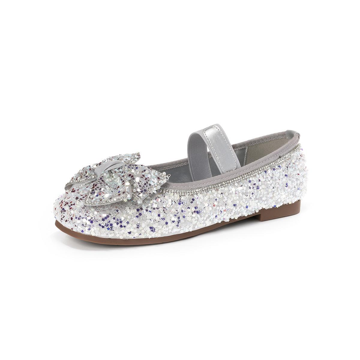 

Weiwei girl 222-36 с круглым носком, женские туфли на плоской подошве с одним словом, туфли Мэри Джейн, балетки со стразами и бантом 35 серебряный