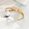 Einfache Große Perlen Goldfarbene Armreifen für Damen Punk Übertrieben Geometrisch Glattes Armband Mode Tägliches Tragen Schmuck Geschenke