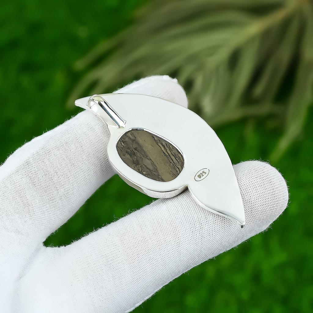 Daughters Day Sale Natural Picasso Jasper Sterling Silver Wedding Sister Pendant