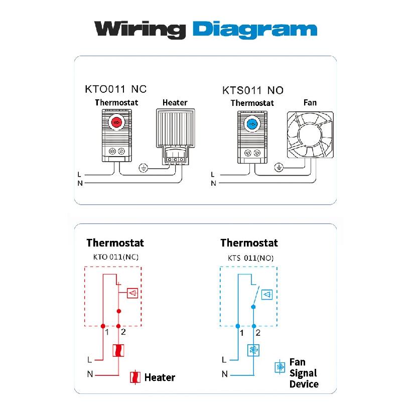 CG KTO011 KTS011 NC/NO Cabinet Temperature Controller 0-60℃ DIN Rail Mechanical Thermoregulator Compact Bimetallic Thermostat