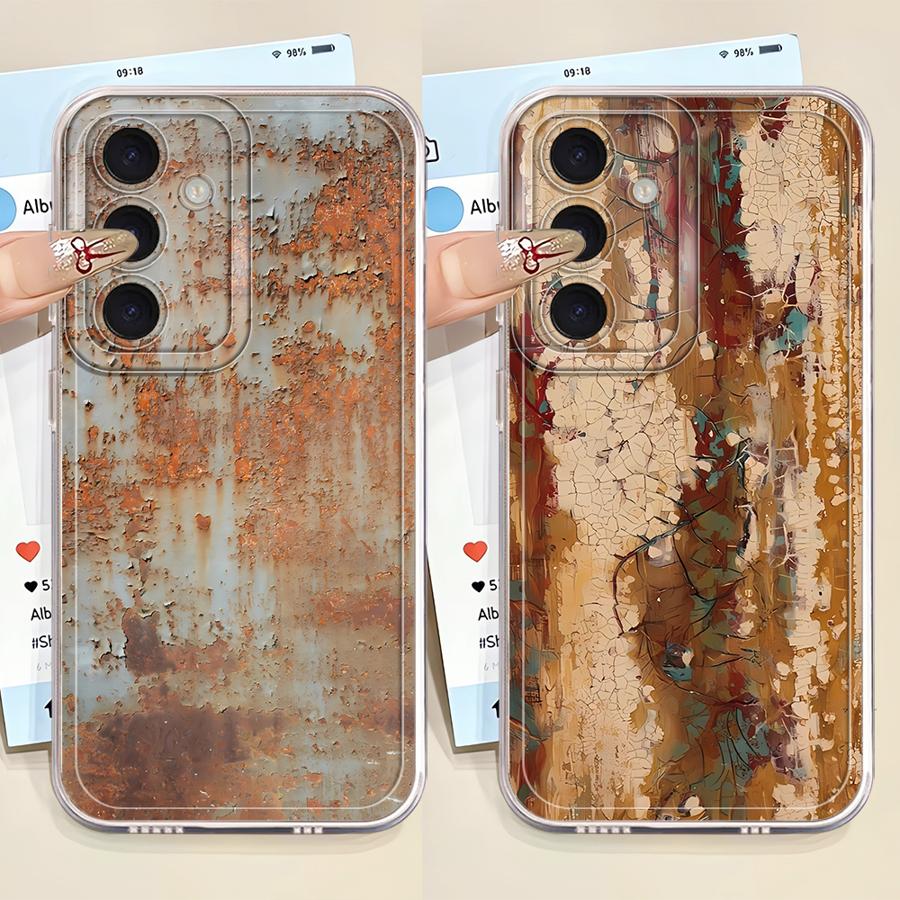 Case for Samsung Galaxy A54 A73 A06 A56 A52 A72 A05 A50 A03 A50 A51 A55 A31 A02 A71 A04 A53 A07 Soft Cover Retro Rust Design