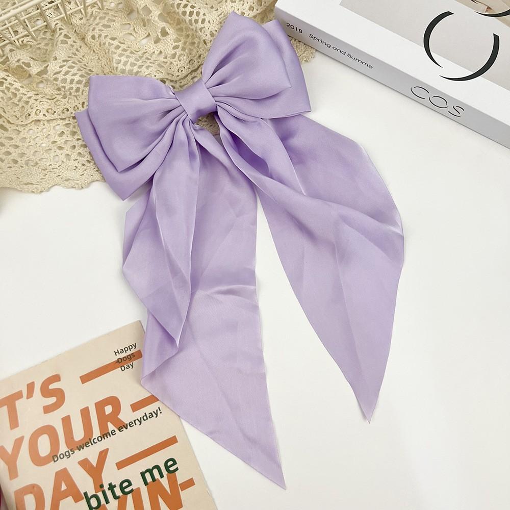 

10 шт. Женская заколка для волос с большим бантом, Шифоновые большие банты для волос для девочек, Сатиновые заколки-автоматы, Женский однотонный зажим для хвостика, Аксессуары для волос