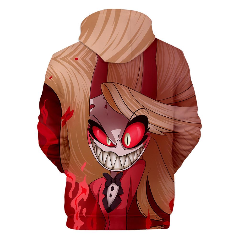 Hazbin Hotel Charlie Demon Face Graphic Hoodie, Men 3D Print Pullover Hooded Sweatshirt Long Sleeve Kangaroo Pocket Fan Merch Top