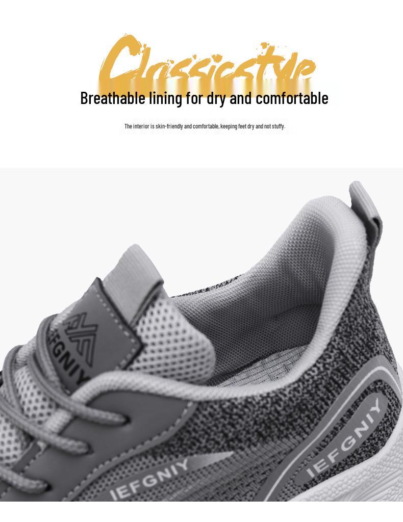 2025 Men's Black Breathable Mesh Running Shoes - Odor-Resistant Casual Lightweight Sneakers