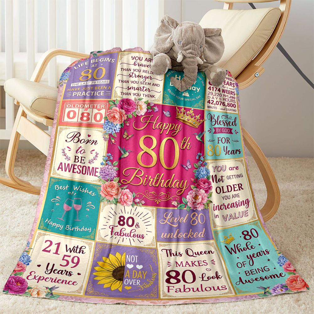 Celebrating 80 Years Of Excellence Flannel Blanket-Soft and Suitable for Sofas,Beds,Offices,Travel,All Seasons,Great Gift for Holidays and Birthdays.