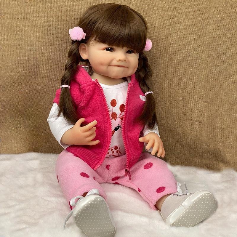 Realistic Reborn Baby Girl Dolls Betty Raya Pasted Wig Hair Simulation Doll 55cm Full Silicone Body Bathing 22 Inch Collection Art Doll Baby Play Toys
