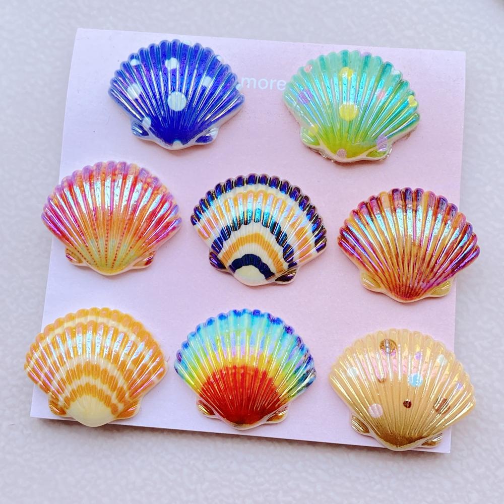10Pcs New Cute Resin Cartoon Colorful Shells Series Flat Back Scrapbooking DIY Jewelry Craft Decoration Accessories