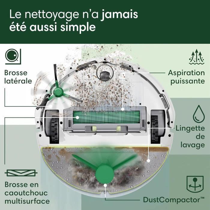 IRobot Roomba 205 DustCompactor Combo - Compacte automatiquement Les débris à l’intérieur du robot jusqu'à 60 J - Clearview LiDAR