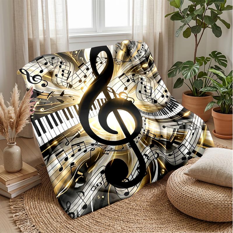 Music Notes Harmony 2 Theme blanket Lightweight Warm Flannel Blanket Decorative Throw Blanket for Home Decoration