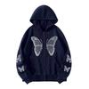 Oversized Y2K Butterfly Print Hooded Zip-Up Sweatshirt Women Men Loose Fit Streetwear With Front Pockets Air Layer