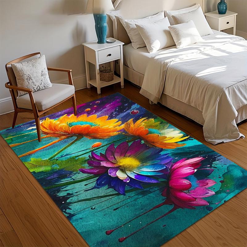 

1pc Vivid Spring Sunflowers Print Carpet Area Anti Slip Colorful Design for Living Room Bedroom Outdoor Terrace Decoration Rug 40cm x 60cm