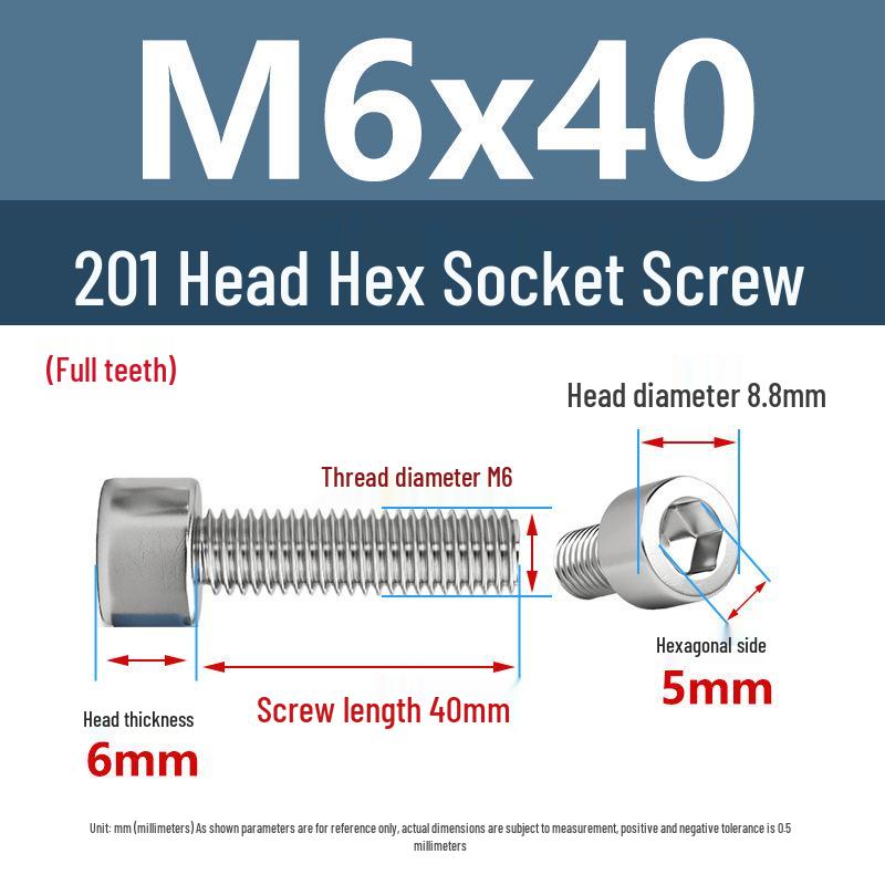 Yigu 201 Stainless Steel Cup Head Hexagon Screws and Bolts - M3, M4, M5, M6