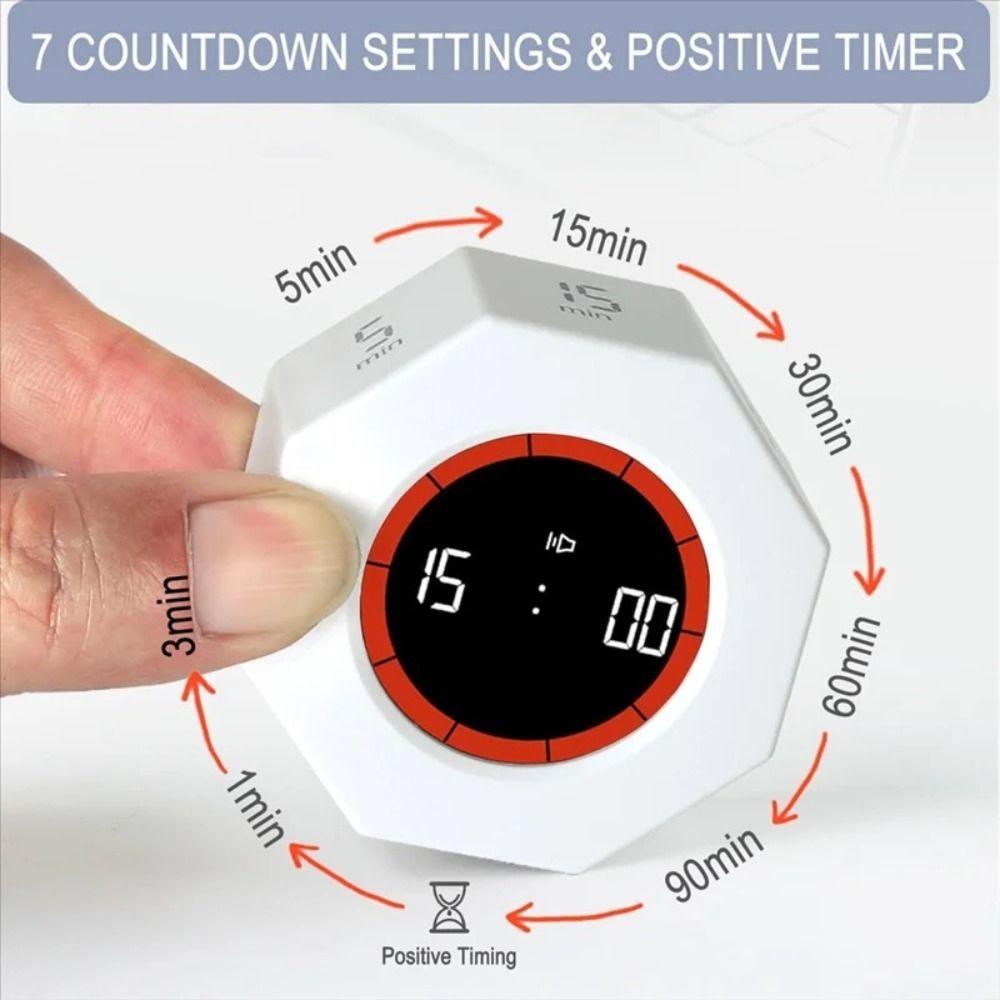 LED Screen Visual Countdown Device Gravity Sensor Multi-Hexagon Cube Timer  Kitchen Work