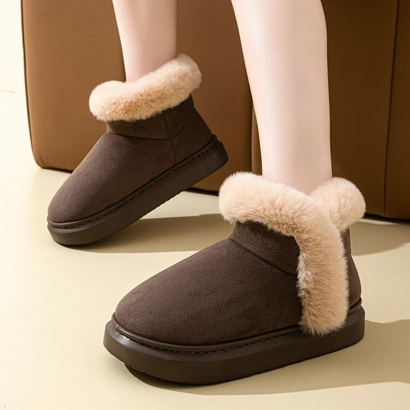 Retro contrasting color Gaobang cotton shoes non-slip winter new fashion thick-soled velvet warm outer wear