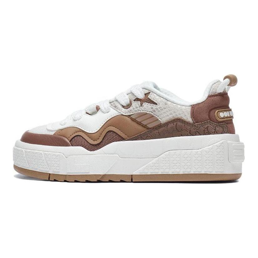 Li Ning 001 UNBLOCK Low top Skateboard Shoes Women's White Brown AGCT218-4