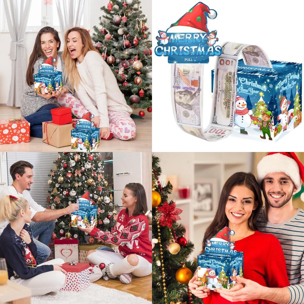 Christmas Blue Snowman Gift Box With Card Holder For Holiday Surprise Present